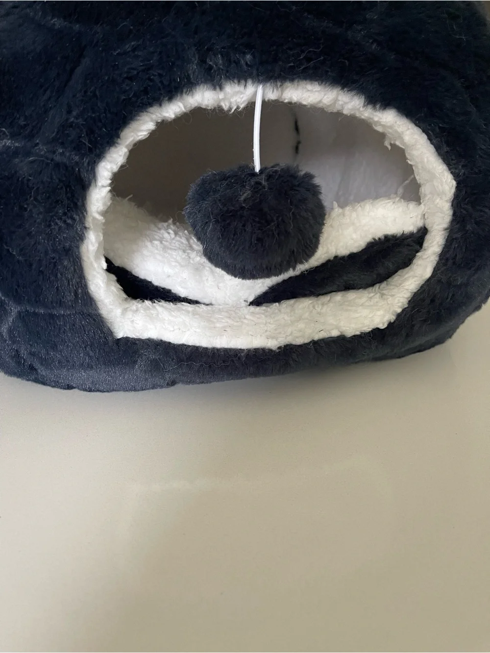 Whisker City® Navy Fur Cat Hide Hut Bed